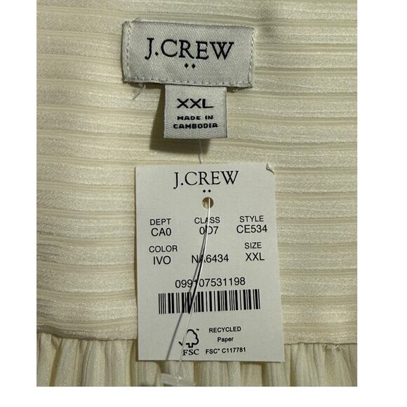 NEW J. Crew Women’s XXL Ivory Shadow-striped long-sleeve popover placket blouse - Picture 5 of 9